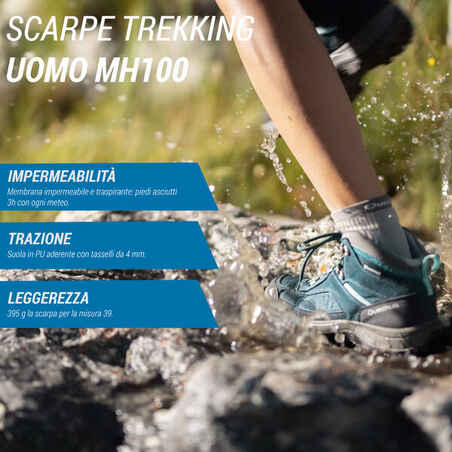 Moteriški vandeniui atsparūs kalnų žygių batai „MH100 Mid“, turkio spalvos