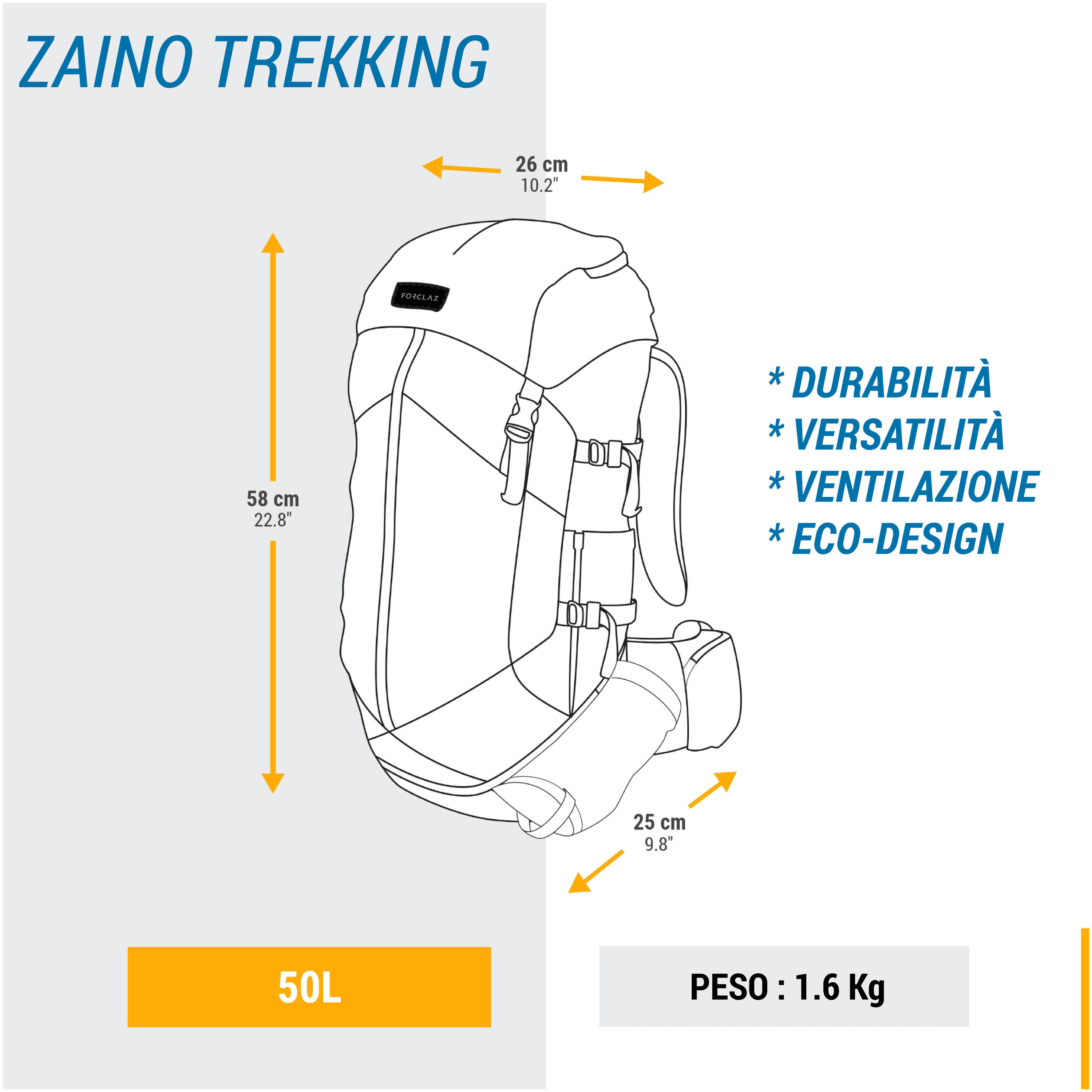 Zaino trekking TREK100 EASYFIT | 50 litri 2/19