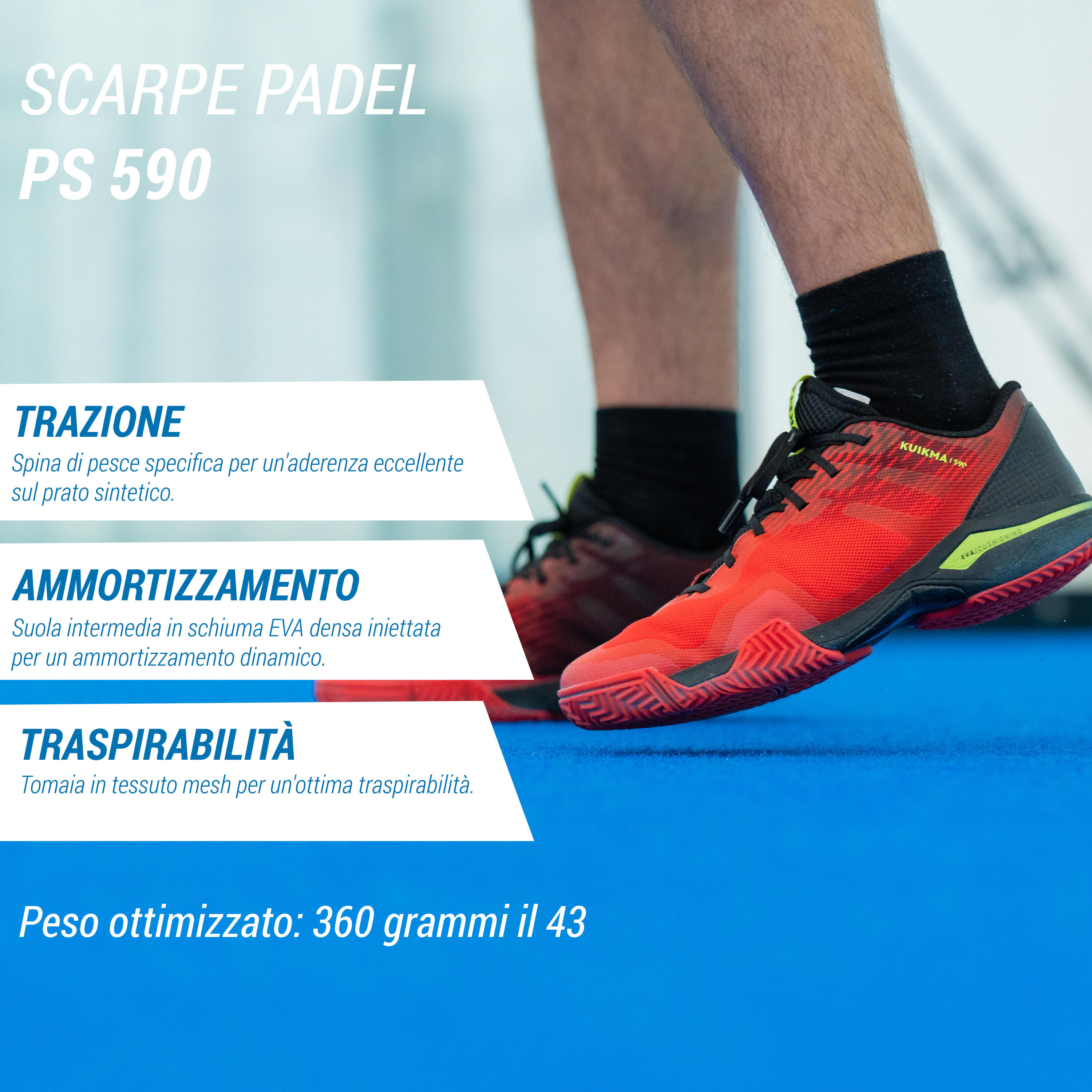 Scarpe padel uomo PS 590 rosso-nero 2/10