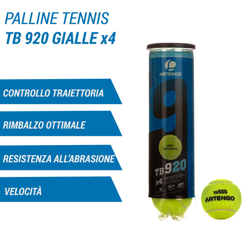 Palline tennis TB 920 gialle x4