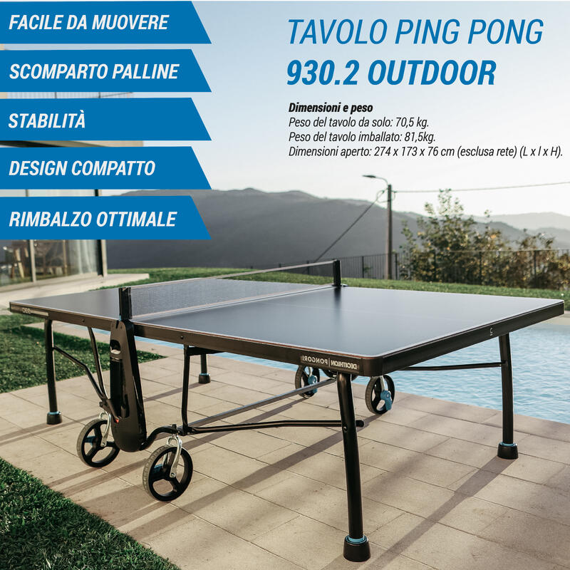 Tavolo ping pong PPT 930.2 outdoor nero con fodero