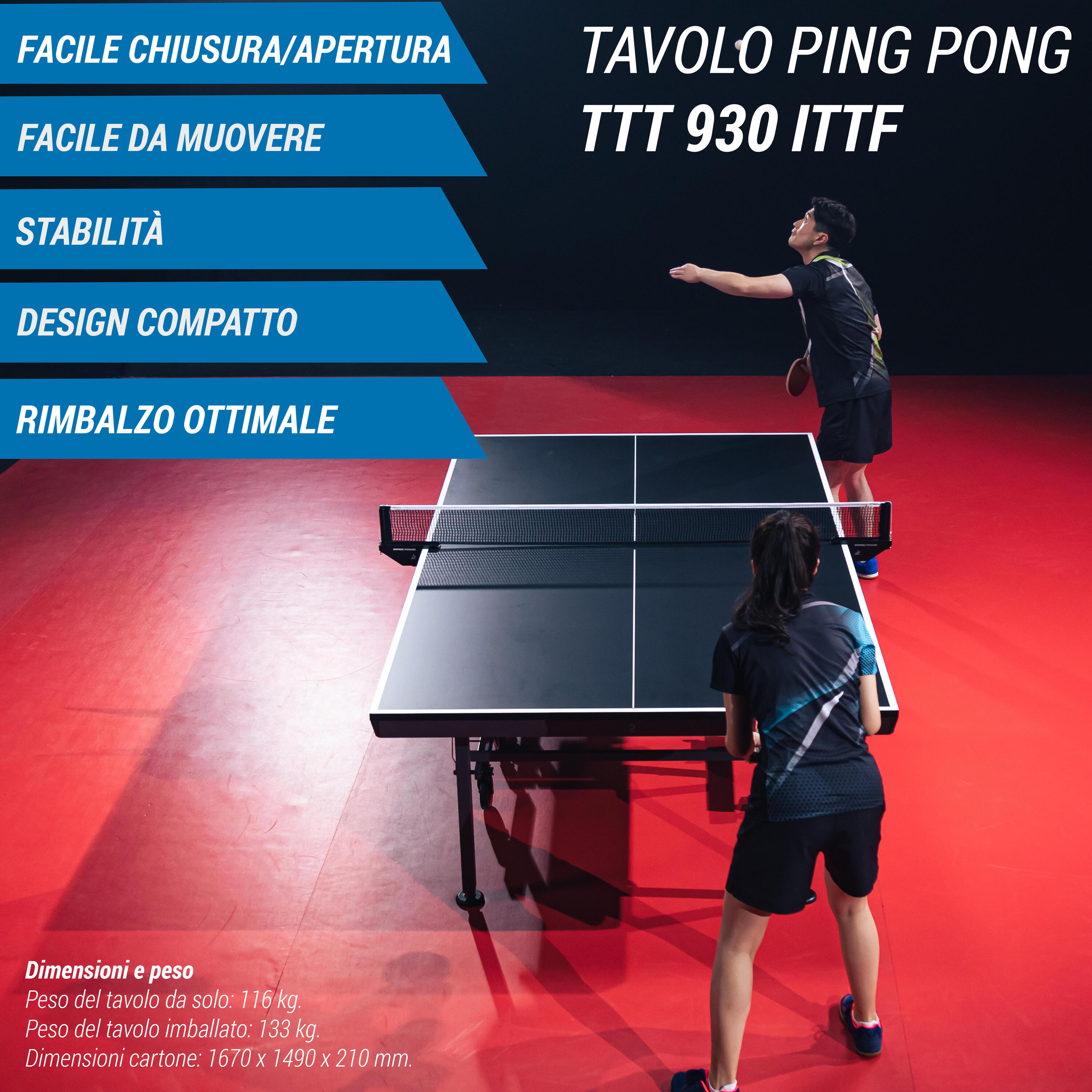 Tavolo ping pong TTT 930 ITTF indoor nero 2/25