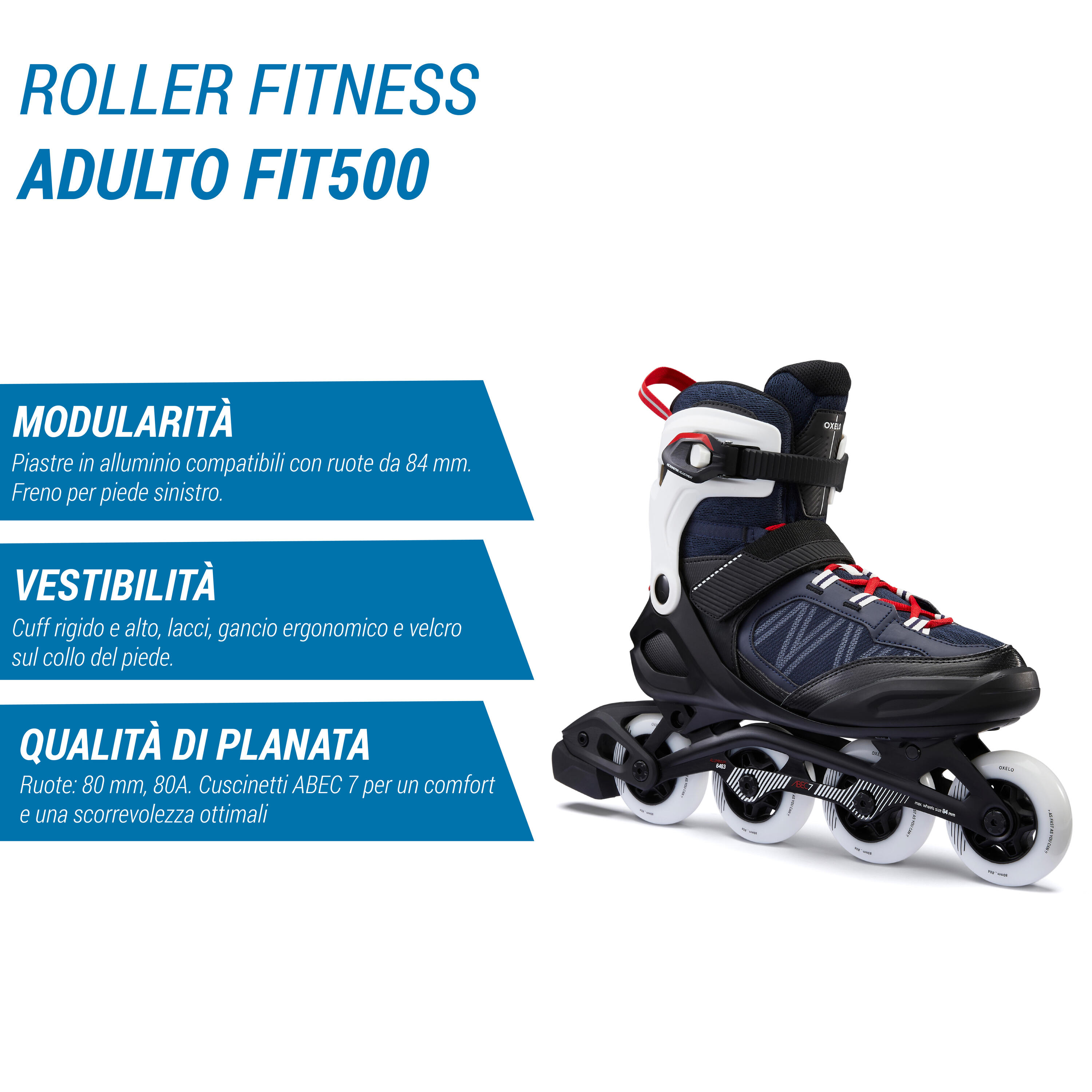 Roller fitness adulto FIT500 blu-rosso 2/13