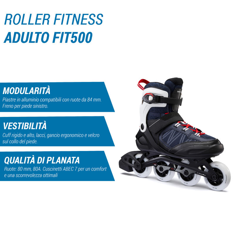 Roller fitness adulto FIT500 blu-rosso