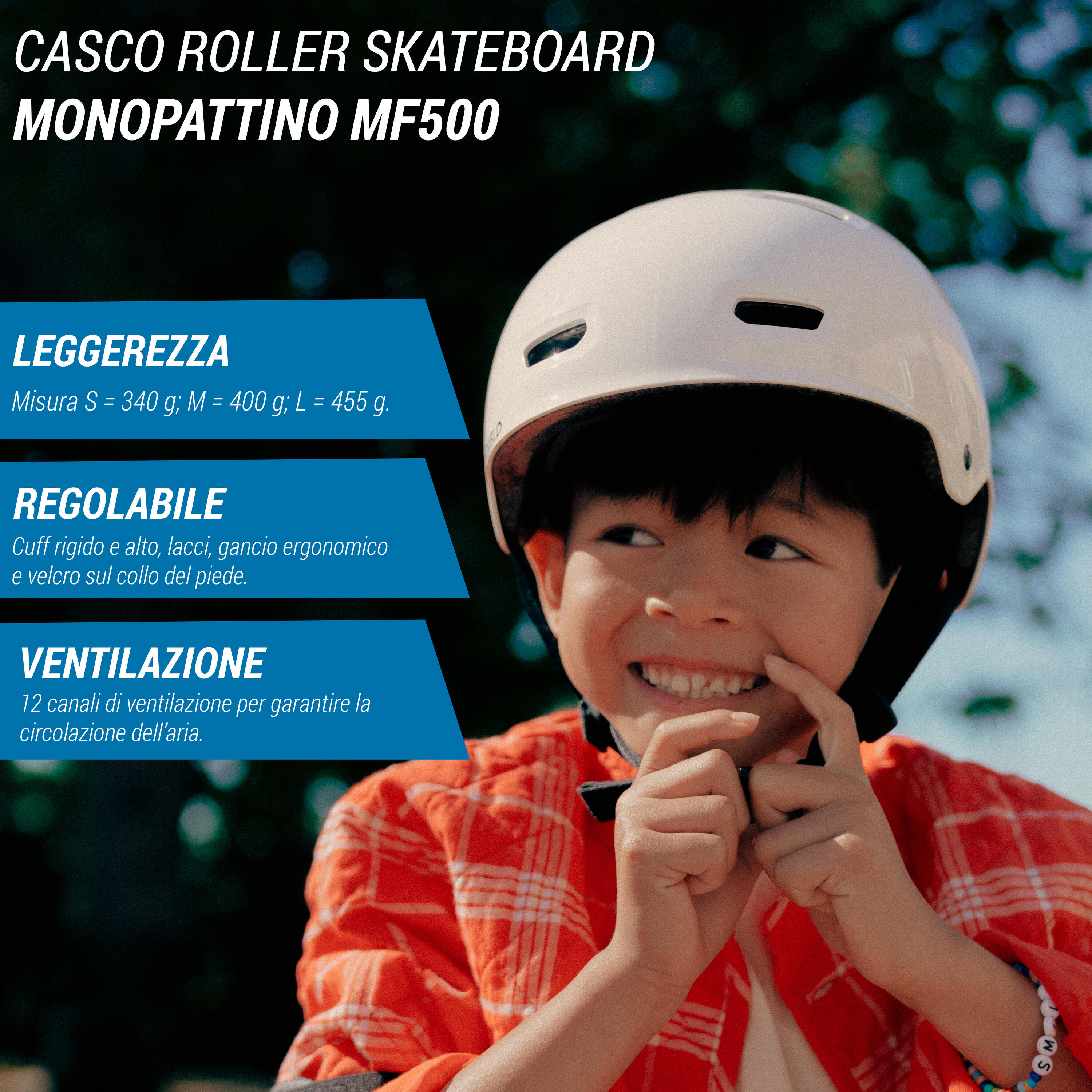 Skateboarding Helmet White - MF500 14/15