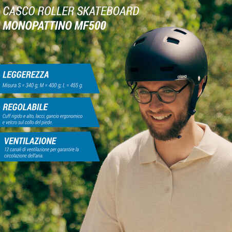 Κράνος MF500 για Roller, Skateboard, Πατίνι με τιμόνι- Μαύρο/Μπλε
