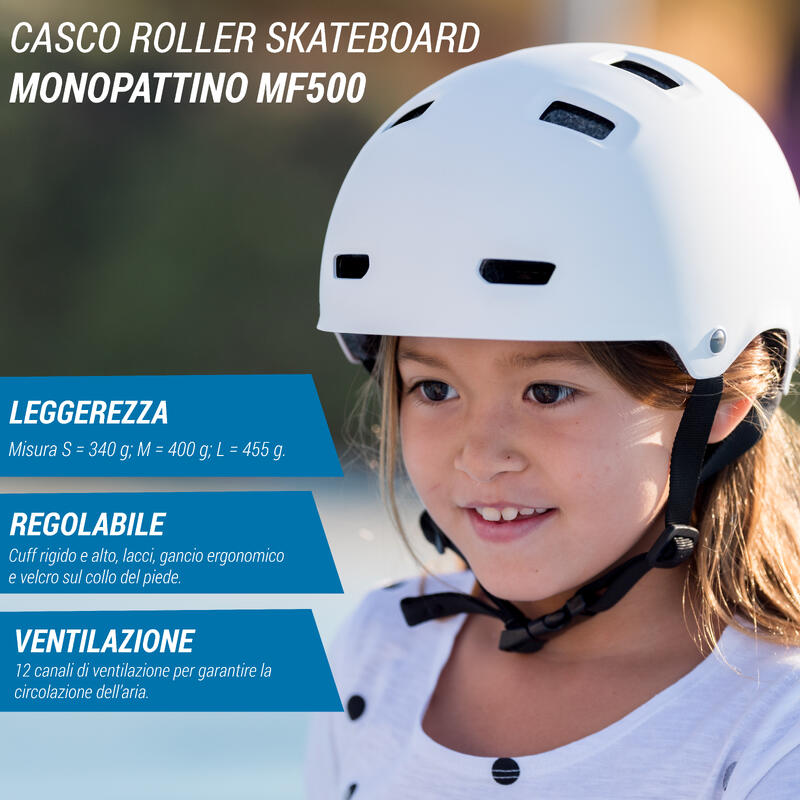 Casco roller skateboard monopattino MF500 grigio
