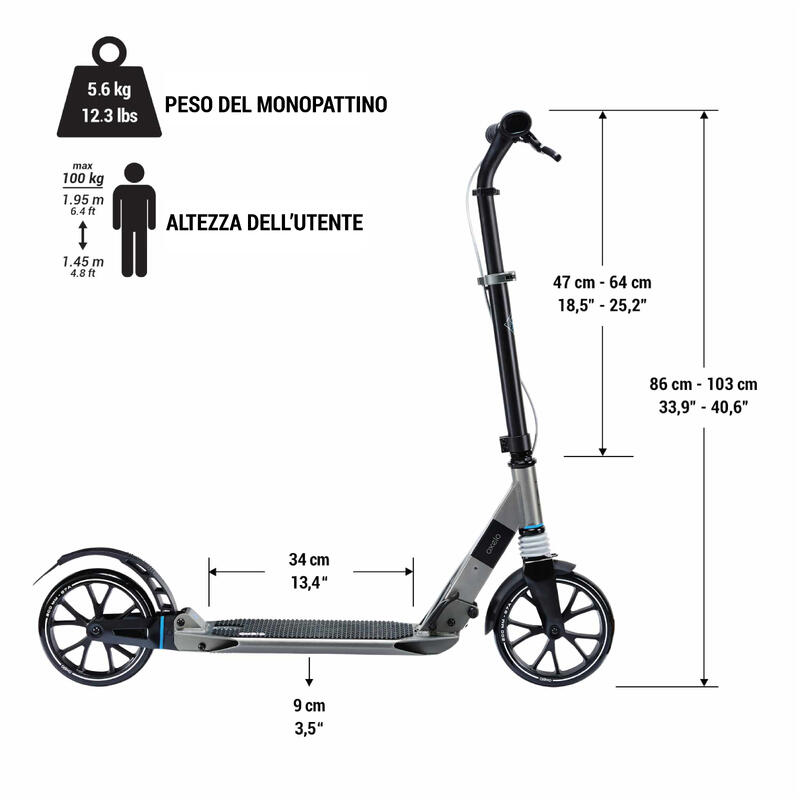 Monopattino adulto TOWN 7XL nero