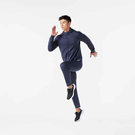 Vyriška šilta bėgimo striukė ilgomis rankovėmis „Run 100“, mėlyna