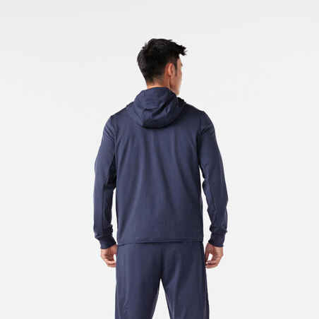 Men's warm running jacket - KIPRUN RUN 100 Warm - Dark blue