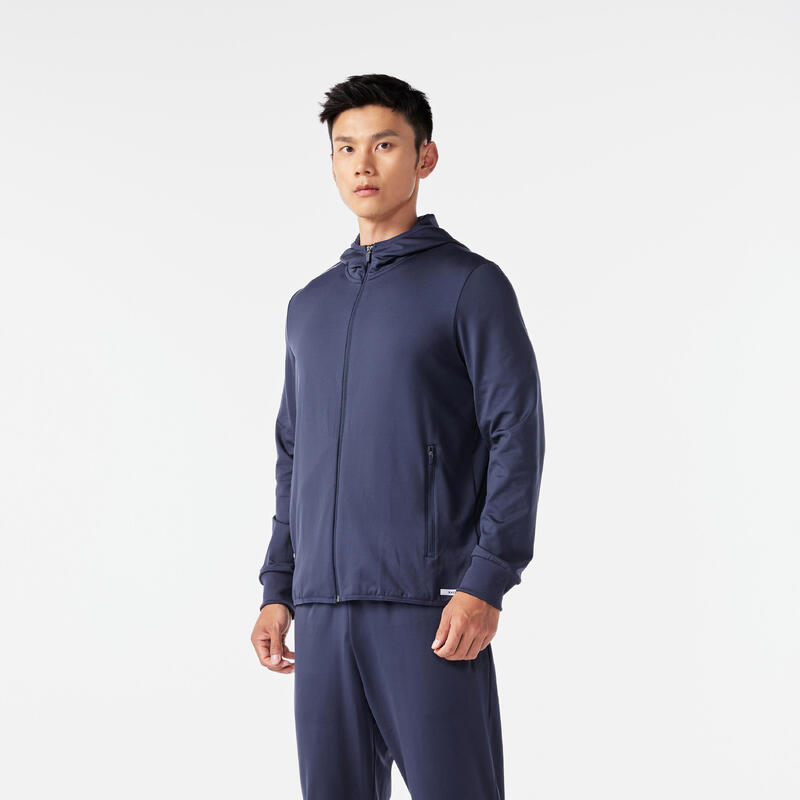 Men's warm running jacket - KIPRUN RUN 100 Warm - Dark blue
