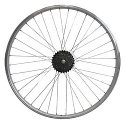 ROUE ARRIÈRE 26" DOUBLE PAROI FREINAGE V-BRAKE A ROUE LIBRE ET ECROU ARGENTE