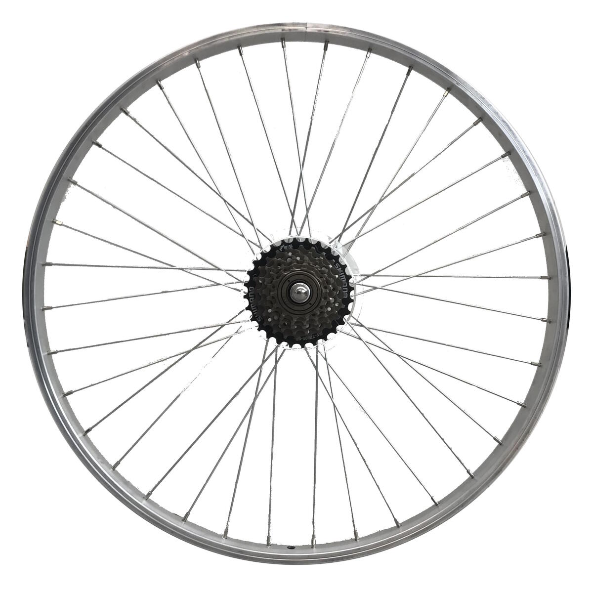 ROUE ARRIÈRE 26" DOUBLE PAROI FREINAGE V-BRAKE A ROUE LIBRE ET ECROU ARGENTE
