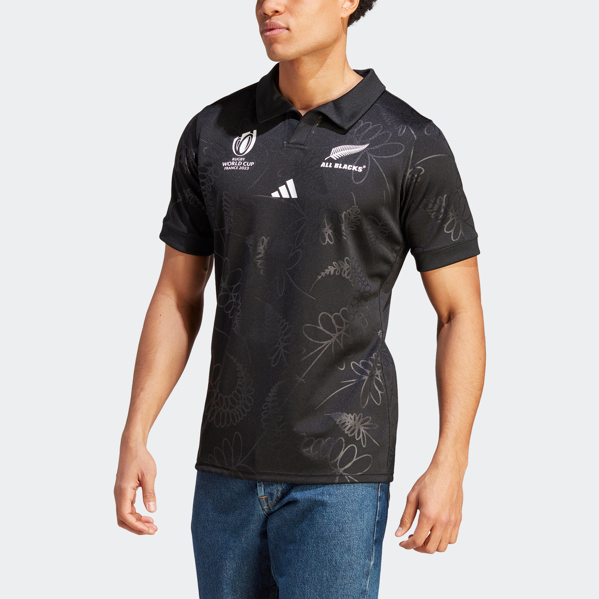 Adult All Blacks Replica Rugby Shirt New Zealand 2023 - Black 4/7