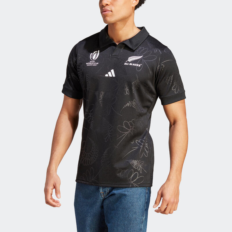 CAMISOLA DE RUGBY ADULTO RÉPLICA ALL BLACKS NOVA ZELÂNDIA 2023 PRETO