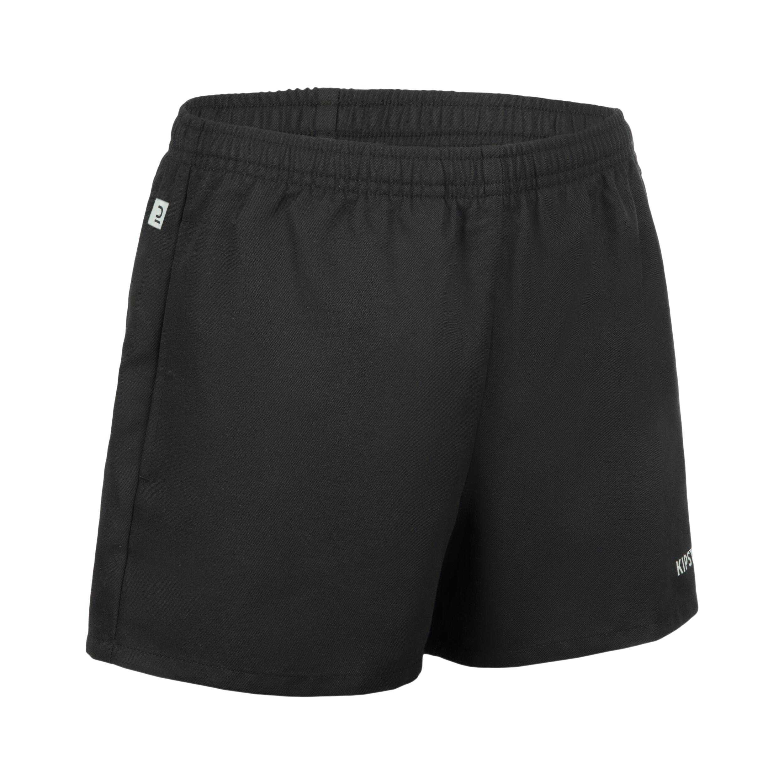Short rugby adulto con bolsillos R100 negro  16/31