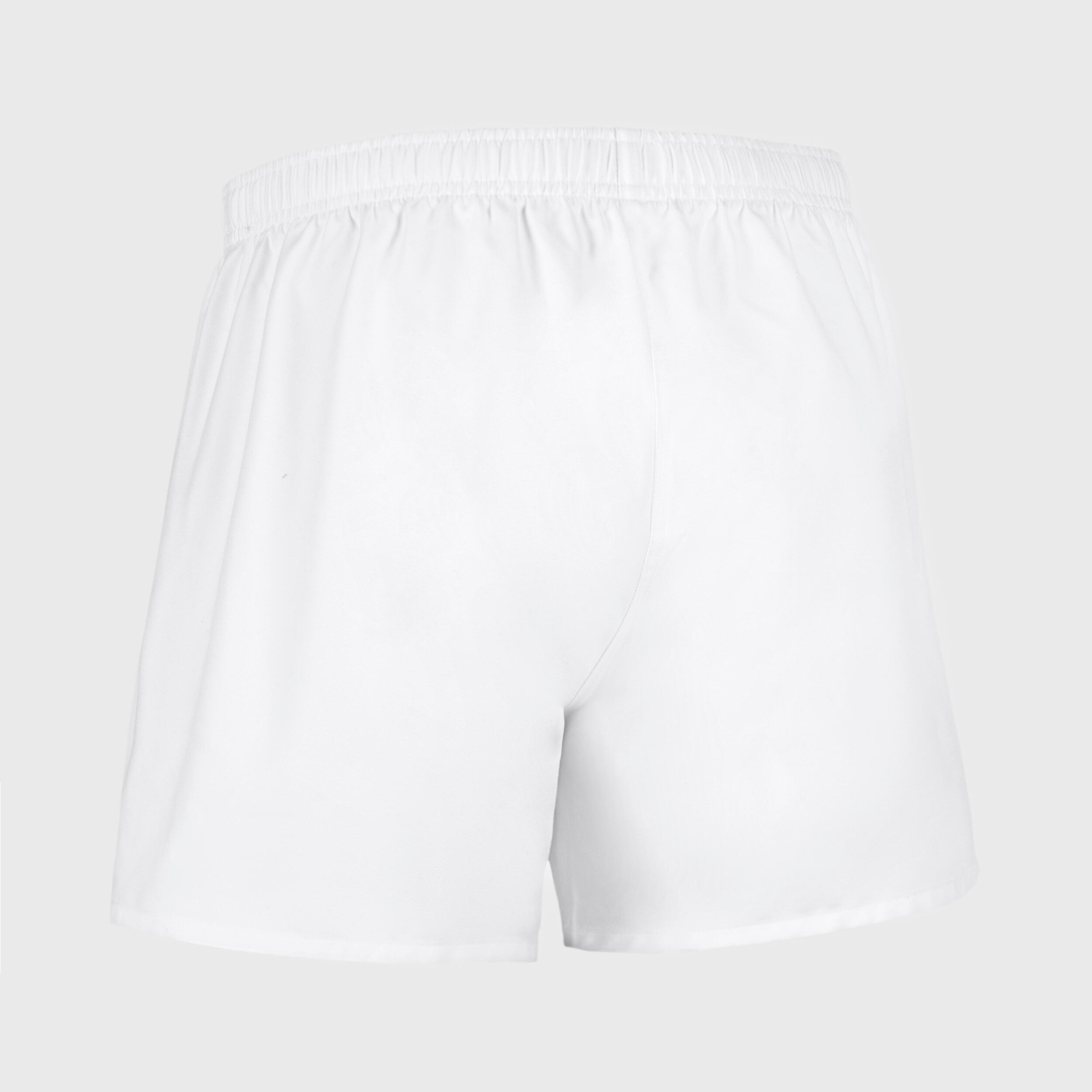 Adult Rugby Shorts with Pockets R100 - White 2/6