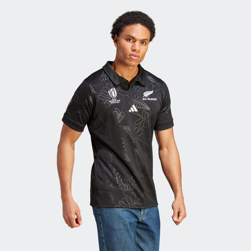 CAMISOLA DE RUGBY ADULTO RÉPLICA ALL BLACKS NOVA ZELÂNDIA 2023 PRETO