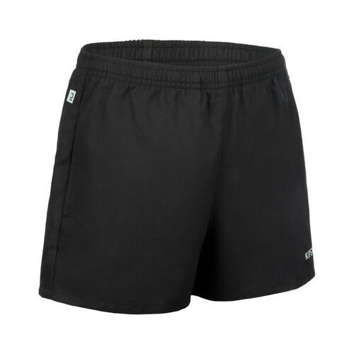 Short rugby adulte avec poches r100 noir