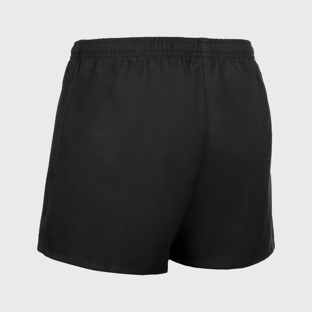 Short rugby adulto con bolsillos R100 negro 