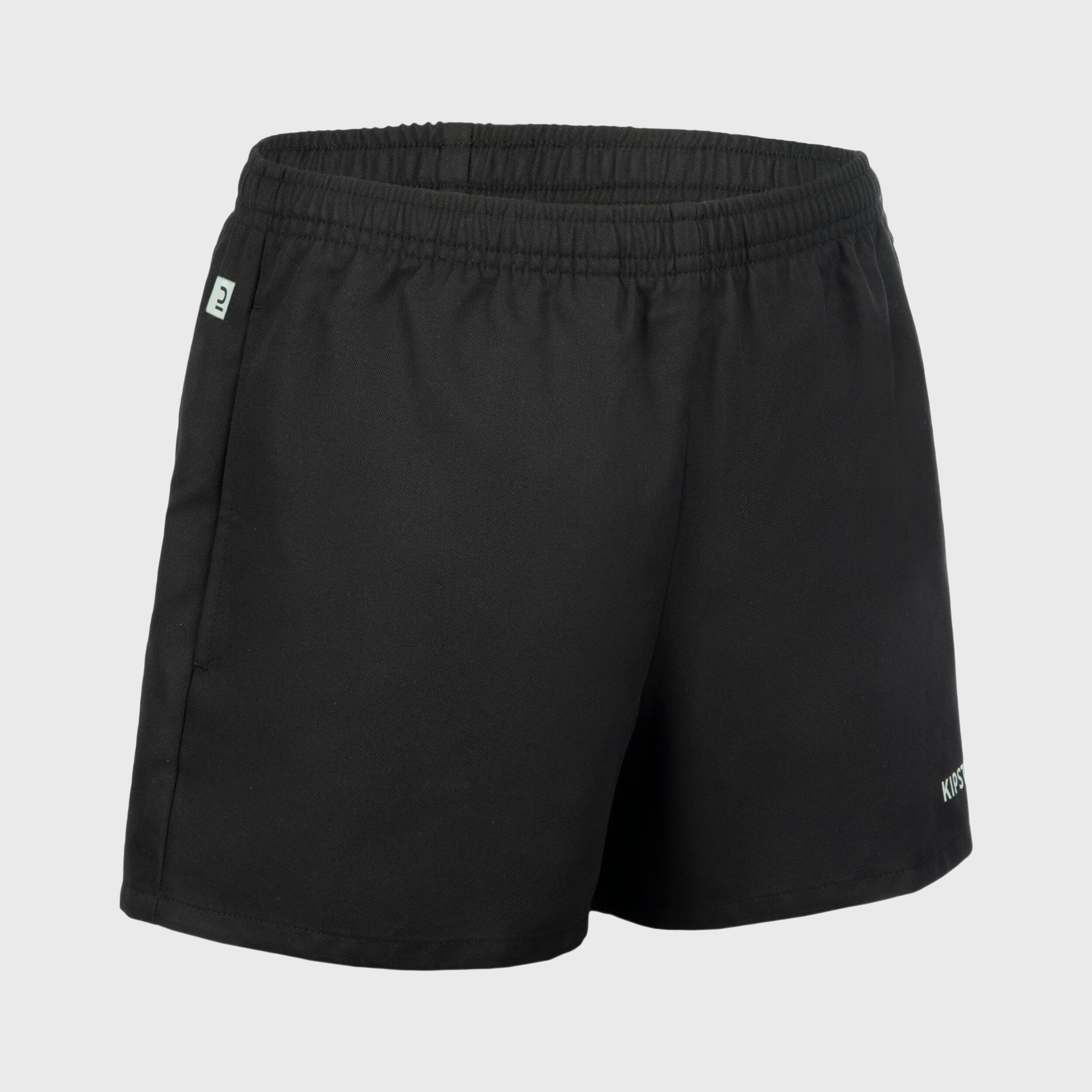 Adult Rugby Shorts with Pockets R100 - Black 1/6