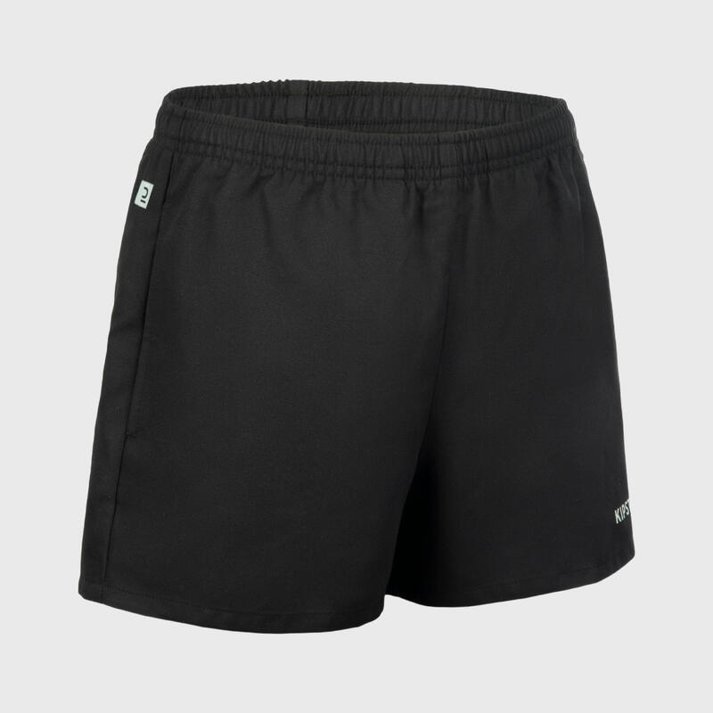 Short rugby adulte avec poches R100 noir