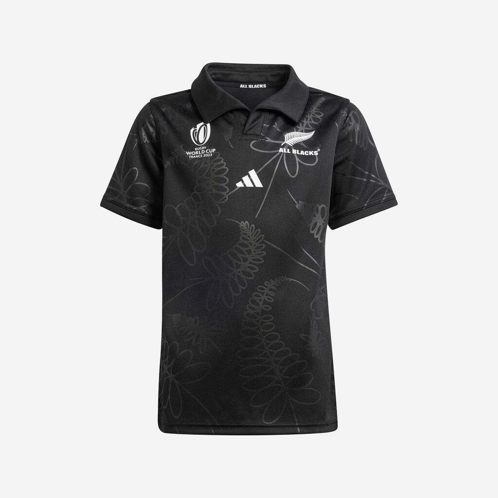 Kids' Short-Sleeved All Blacks New Zealand Replica Rugby RWC23 JR Shirt - Black