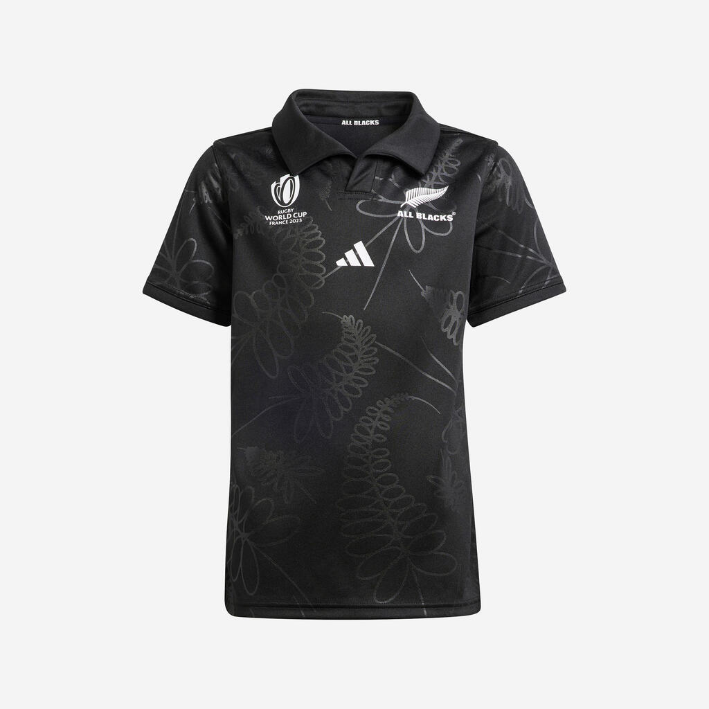 MAJICA ZA RAGBI RWC23 ALL BLACKS NEW ZEALAND REPLICA DEČJA KRATKIH RUKAVA - CRNA