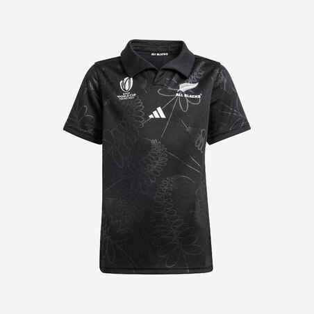 Vaikiški trumparankoviai regbio marškinėliai, „All Blacks RWC23“, juodi