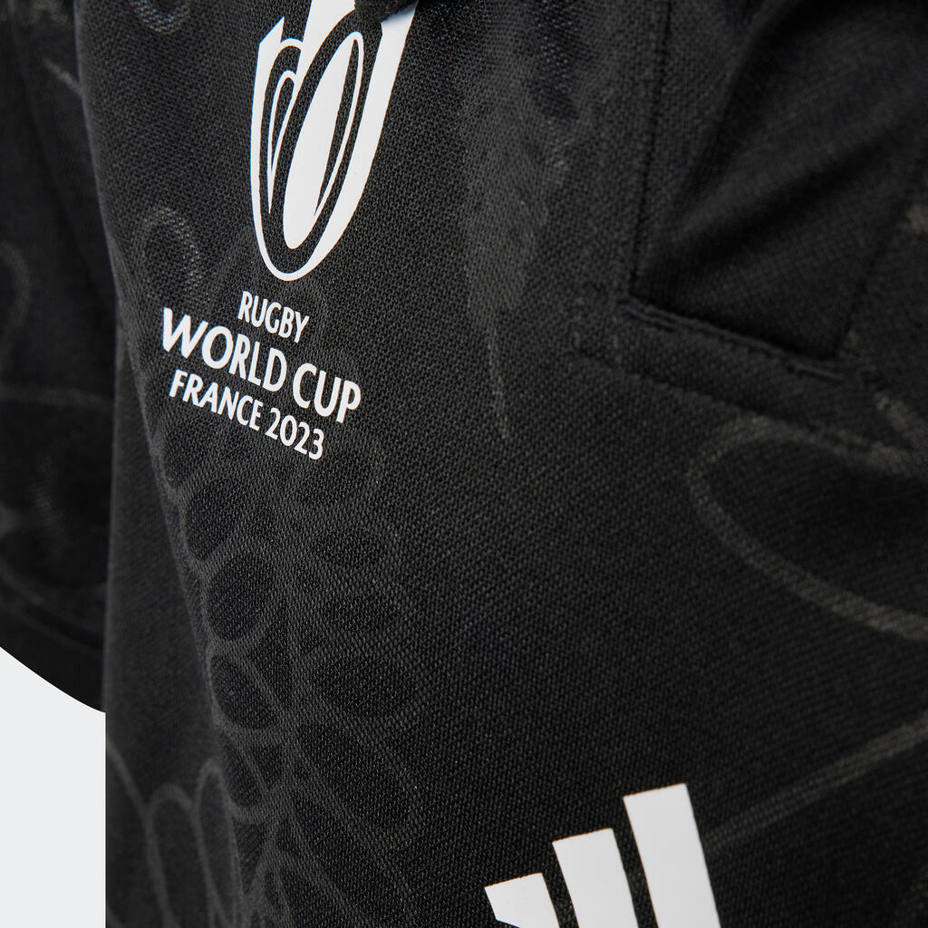 MAJICA ZA RAGBI RWC23 ALL BLACKS NEW ZEALAND REPLICA DEČJA KRATKIH RUKAVA - CRNA