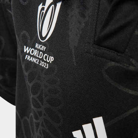 Kids' Short-Sleeved All Blacks New Zealand Replica Rugby RWC23 JR Shirt - Black