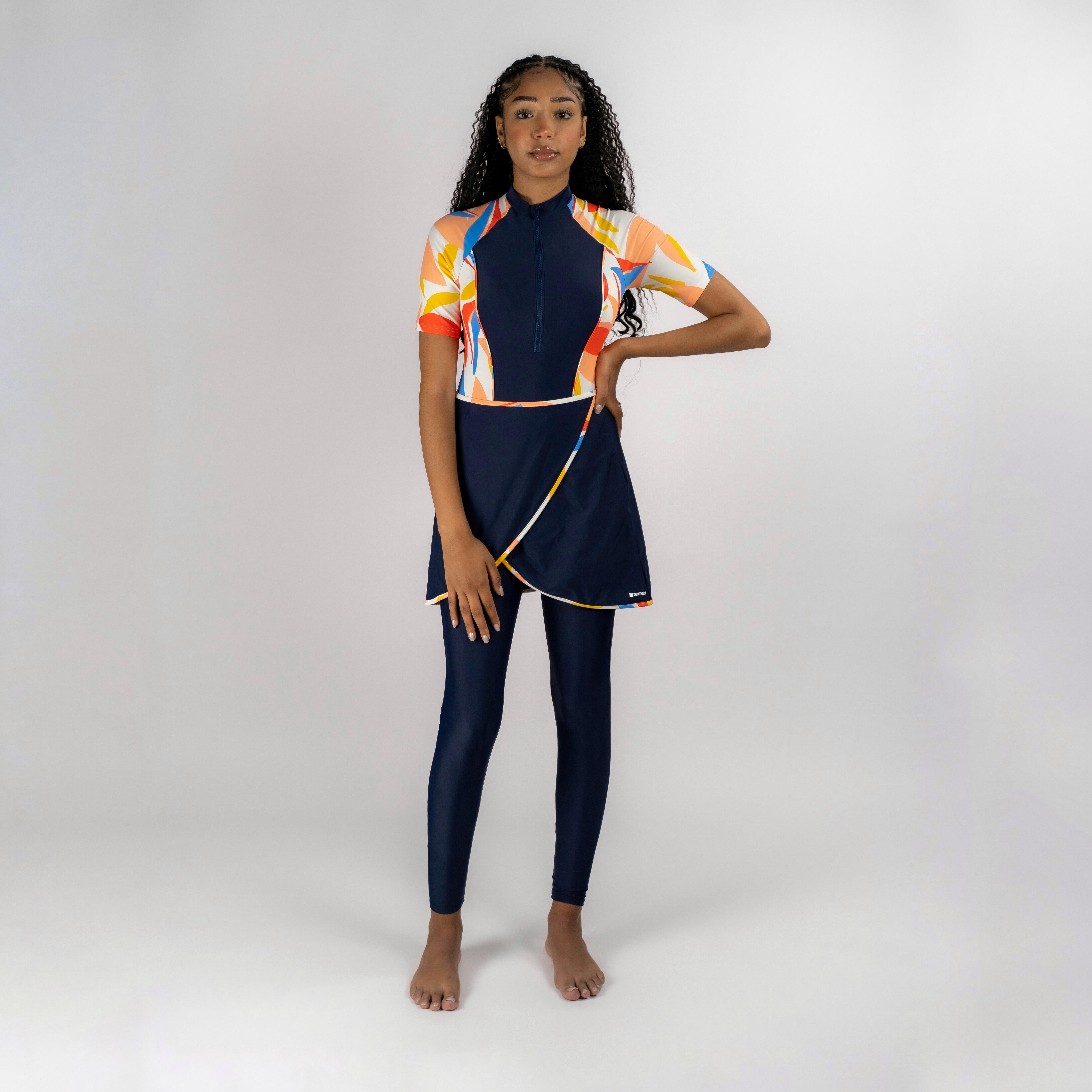 BURKINI RIME 100 MANCHES COURTES NAVY LEA MELON Decathlon