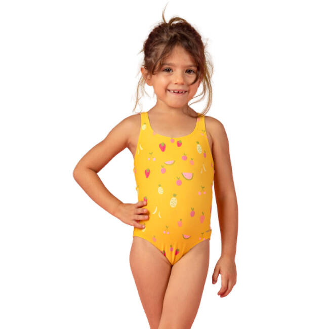 Baby Girls' One-Piece Swimsuit Yellow Fruit Print