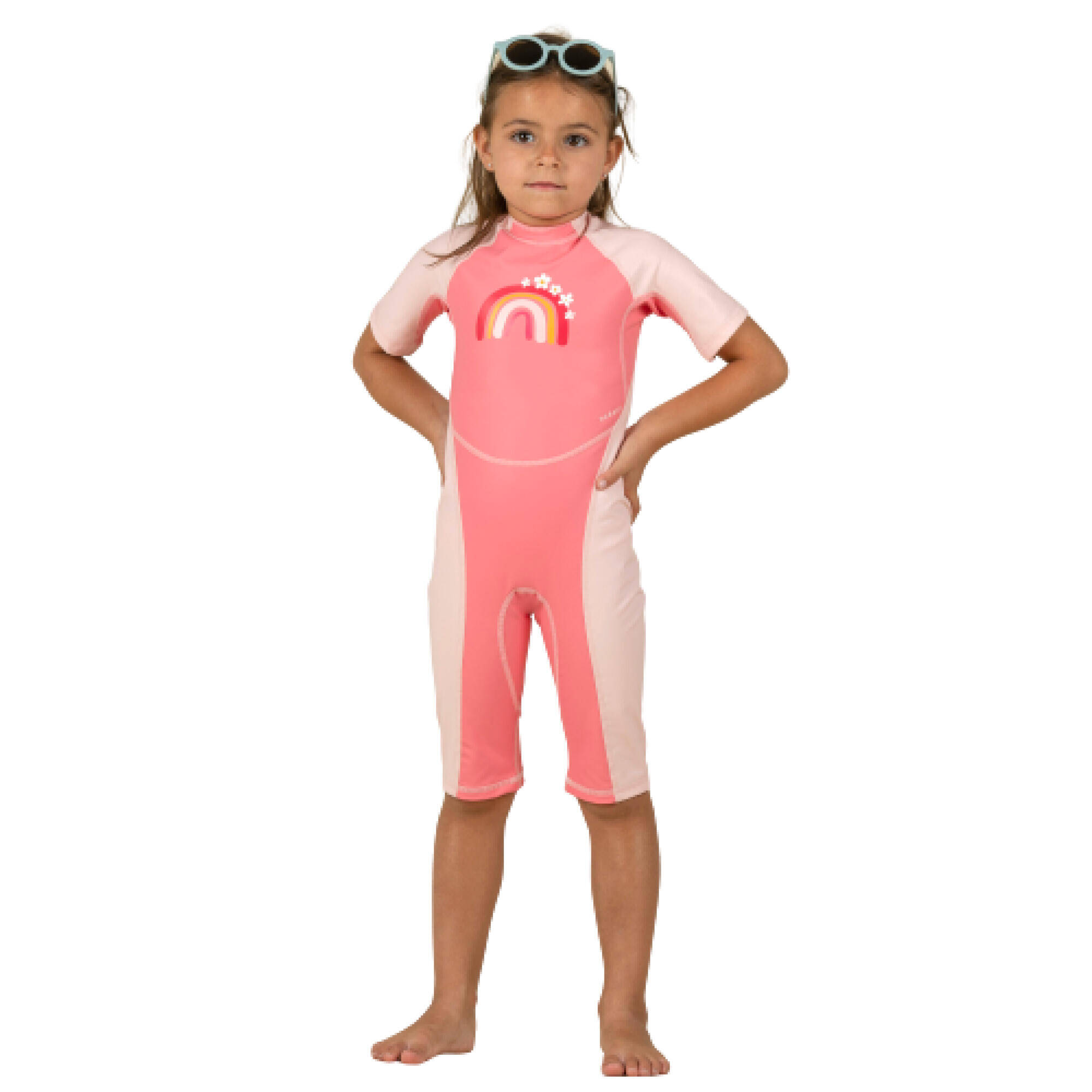 Baby UV Protection Wetsuit Kloupi Soft & Comfortable Pink RAINBOW Print