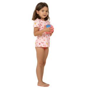 Baby Girls' Tankini Swimsuit Top Comfortable & Quick-Dry Dark Pink Fruit Print
