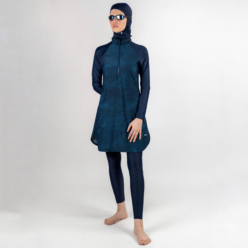 Kadın Kapalı S��rt Uzun Kollu Burkini Mayo - Mavi - DANA 500