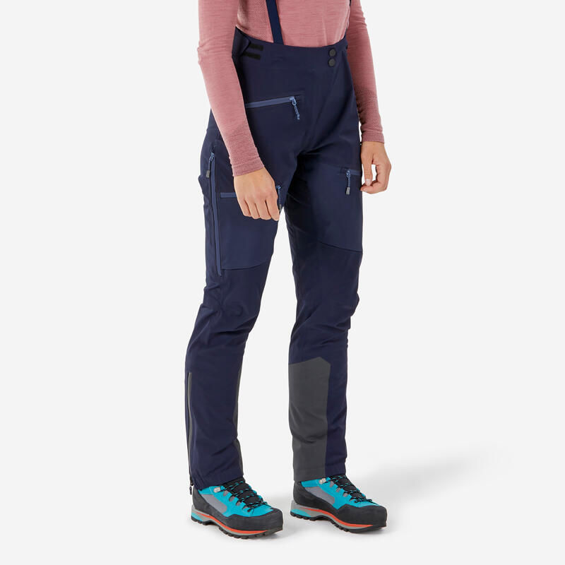 Pantalón de montaña y alpinismo impermeable con tirantes Mujer Simond Ice