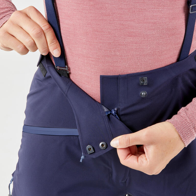 Pantalón de montaña y alpinismo impermeable con tirantes Mujer Simond Ice