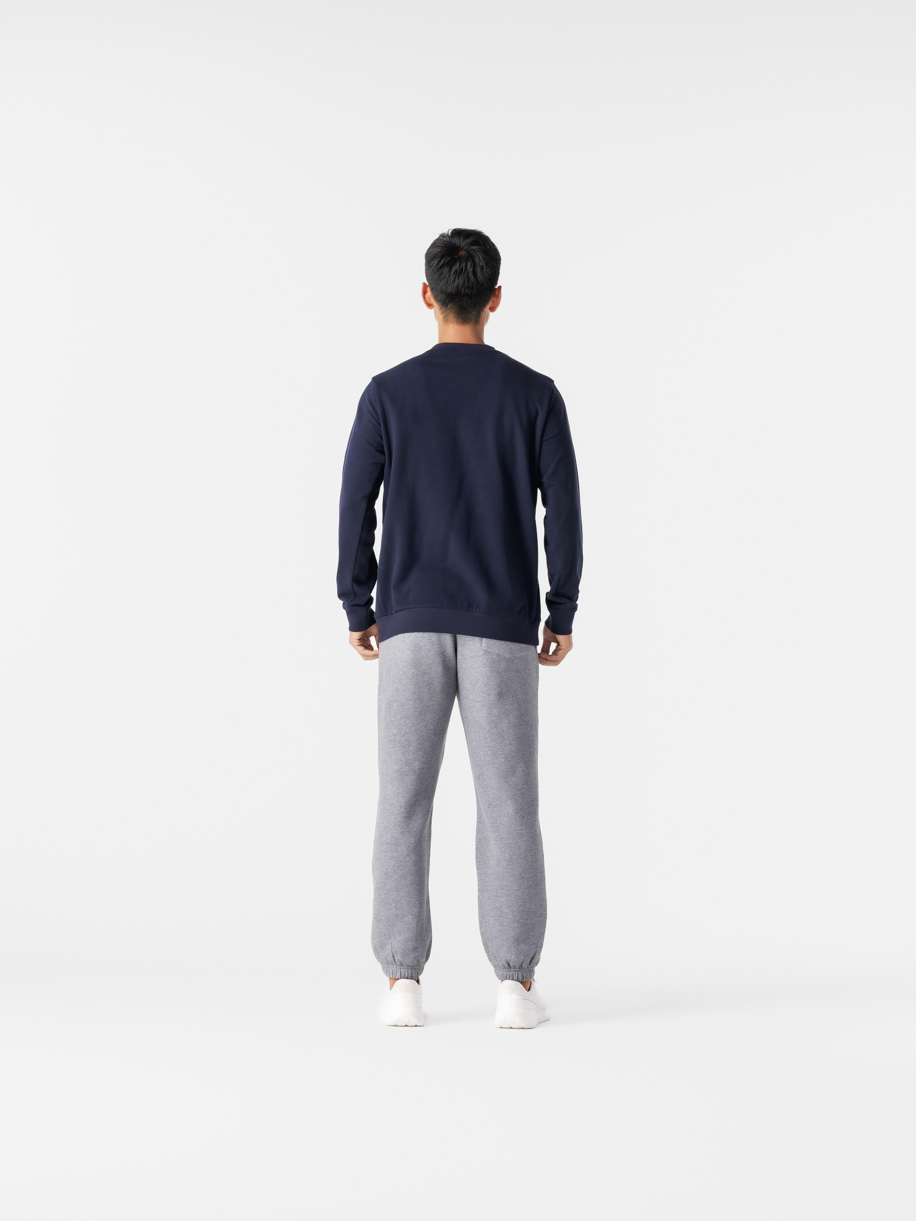 Pantaloni uomo fitness 500 regular misto cotone felpati tasca con zip grigi 5/5