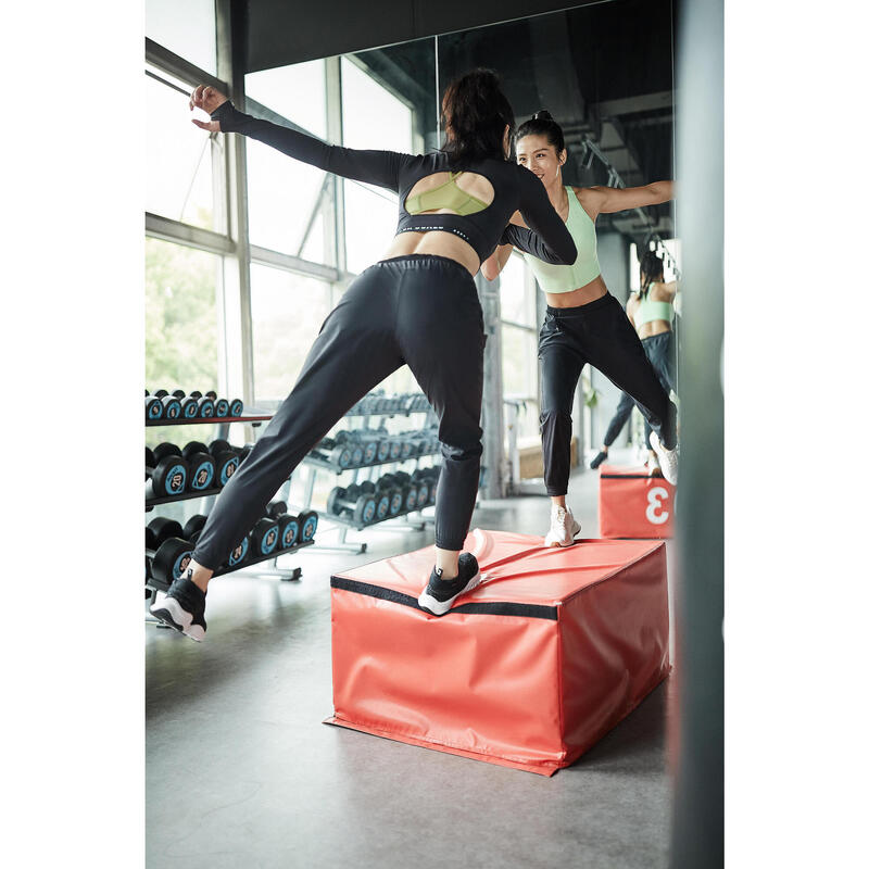 Kadın Siyah Uzun Kollu Crop Spor Tişörtü - Fitness Kardiyo