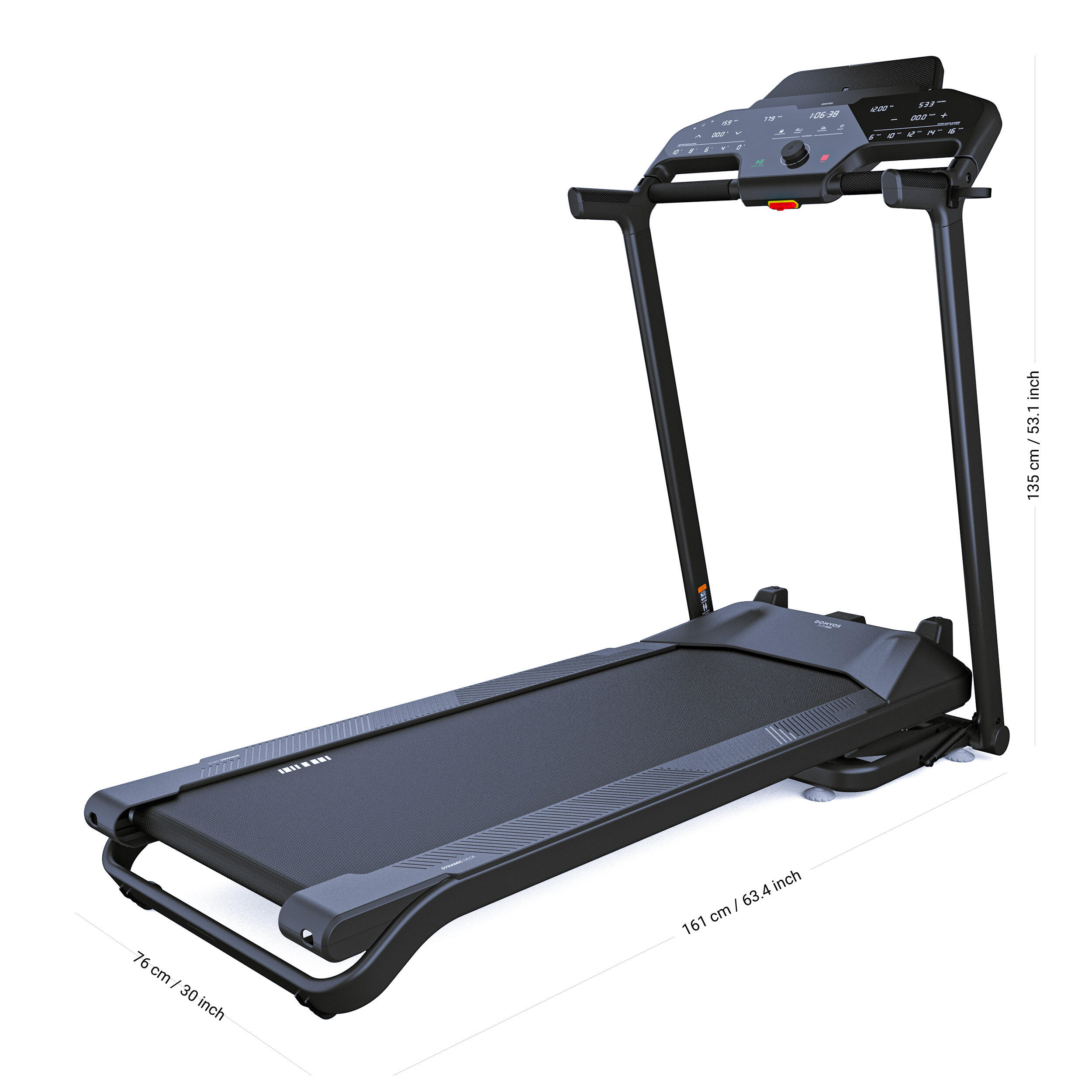 RUN500 CONNECTED RUNNING MAT - pieghevole e compatto - pendenza motorizzata del 10%.