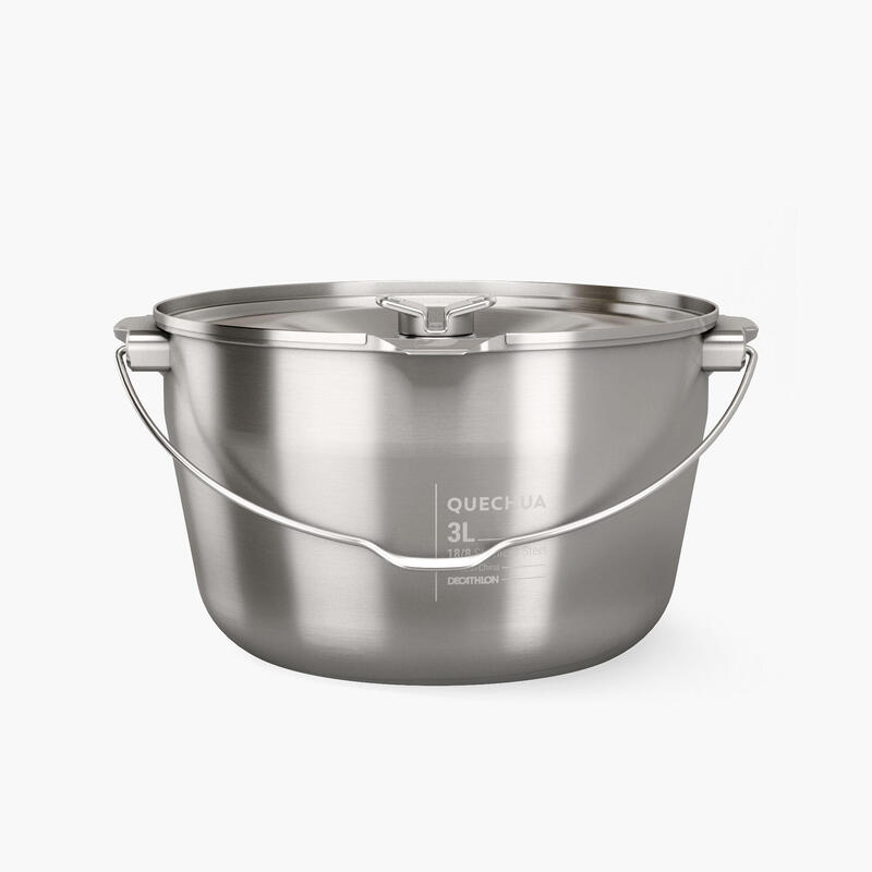 Panela de cozinha para campismo para 4 pessoas - aço inox - 3 litros