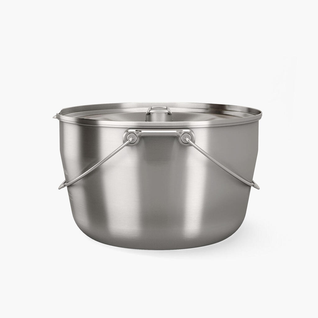 4-person camp fire cooking pot - stainless steel -3 litres