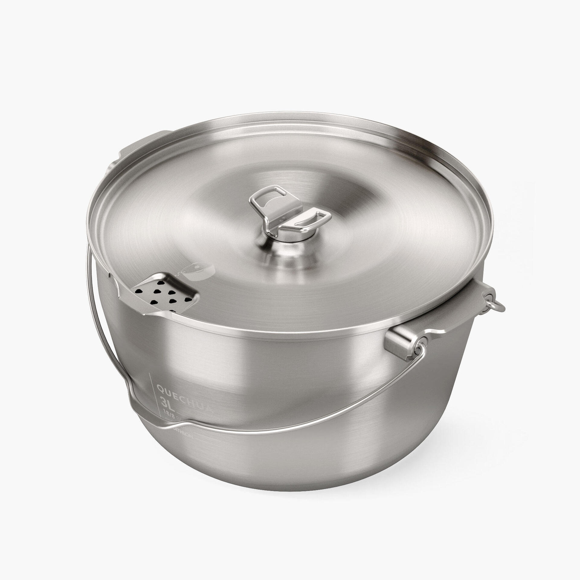 4-person camp fire cooking pot - stainless steel - 3 litres