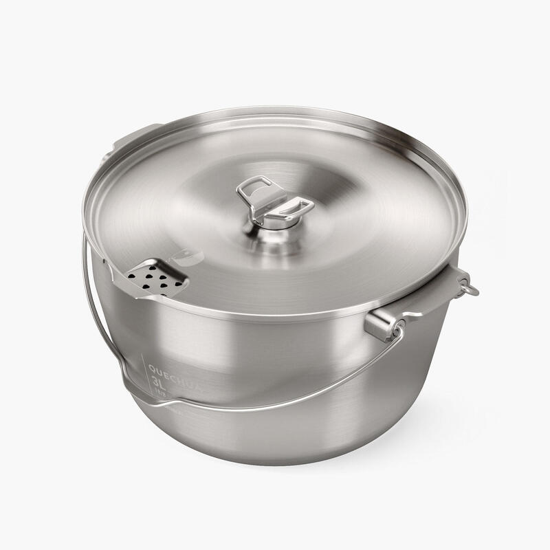 Panela de cozinha para campismo para 4 pessoas - aço inox - 3 litros