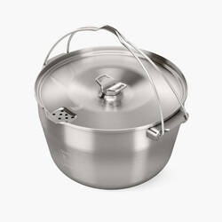 4-person camp fire cooking pot - stainless steel -3 litres