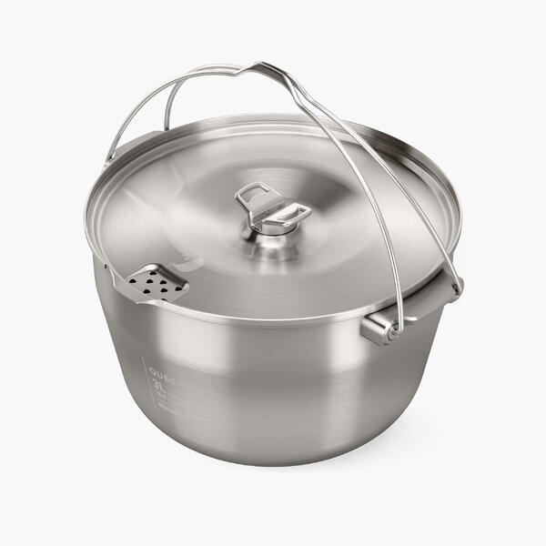 QUECHUA Kochtopf für Lagerfeuer Edelstahl 4 Personen Camping - 3 Liter