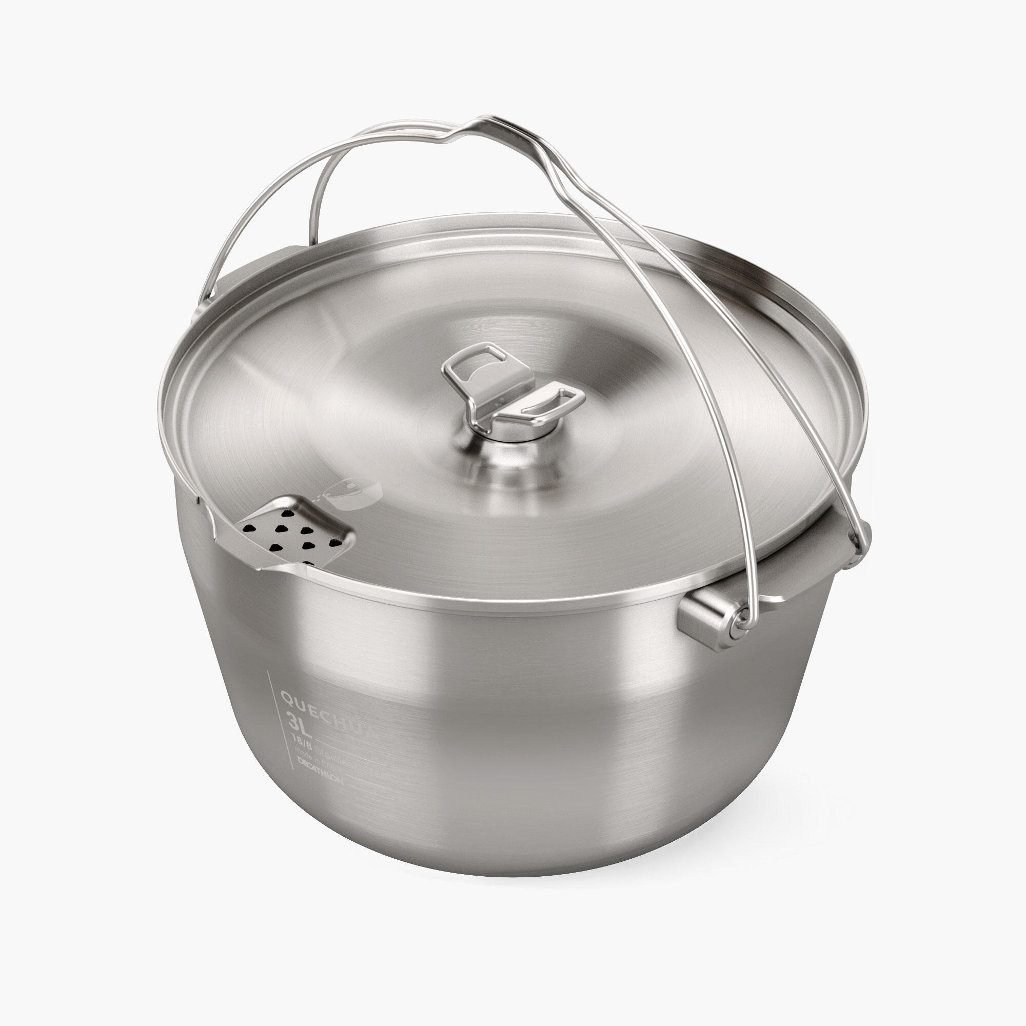 4-person camp fire cooking pot - stainless steel -3 litres 1/8