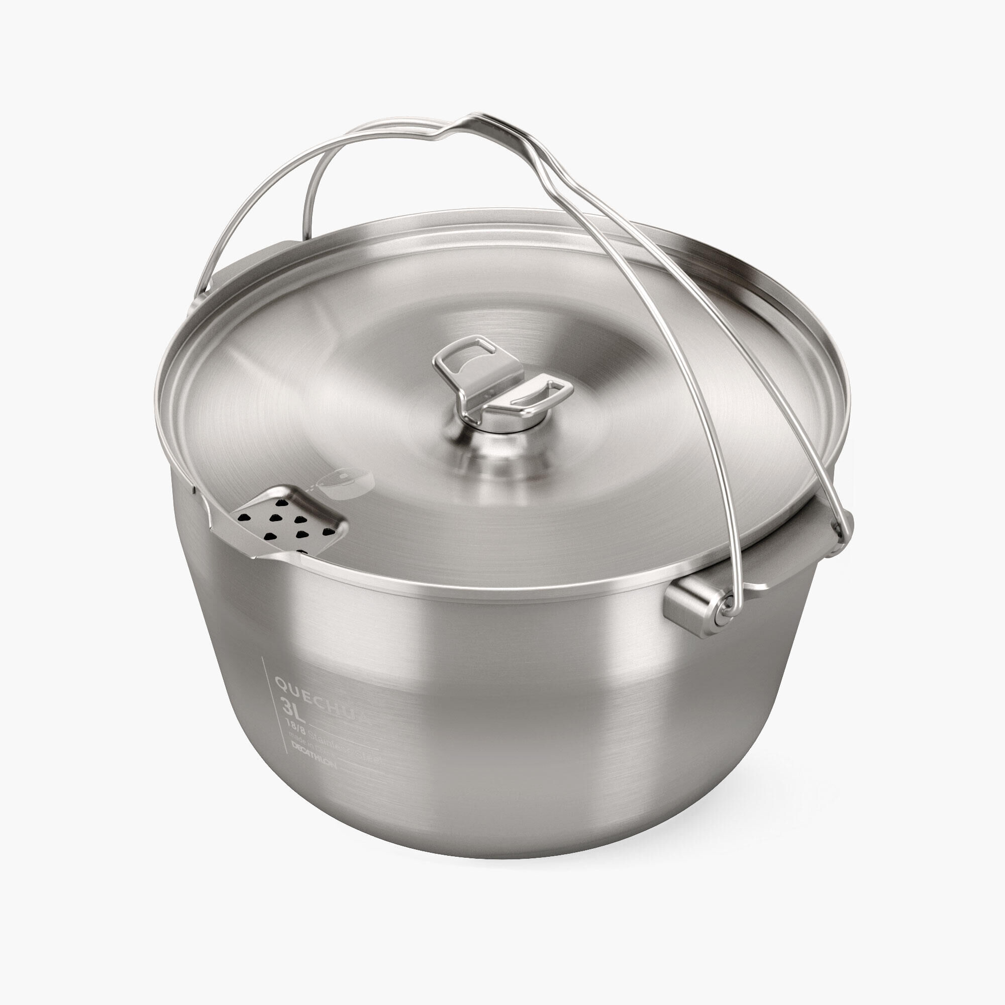 QUECHUA 4-person camp fire cooking pot - stainless steel -3 litres