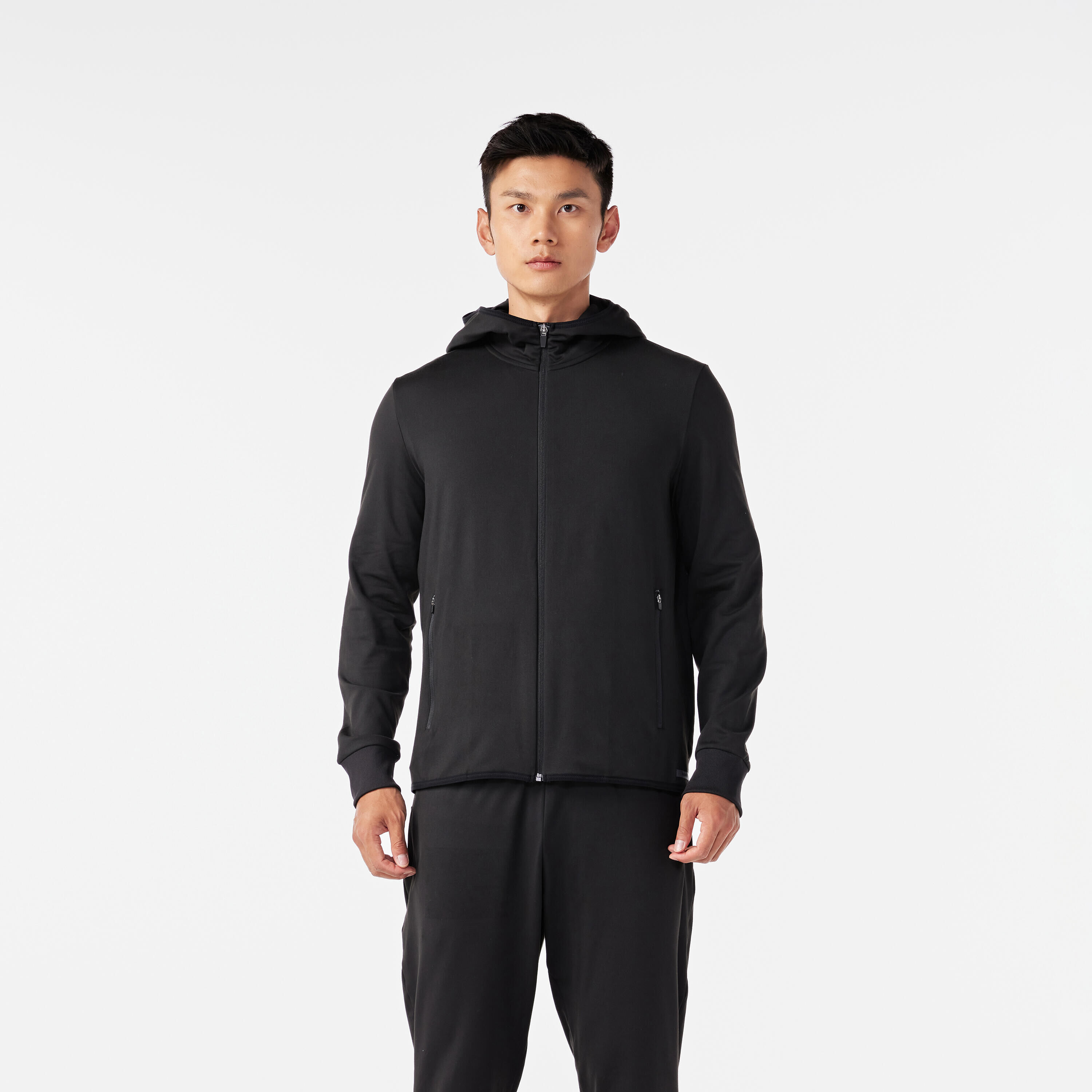 KALENJI MEN'S LONG-SLEEVED WARM RUN 100 JACKET - BLACK